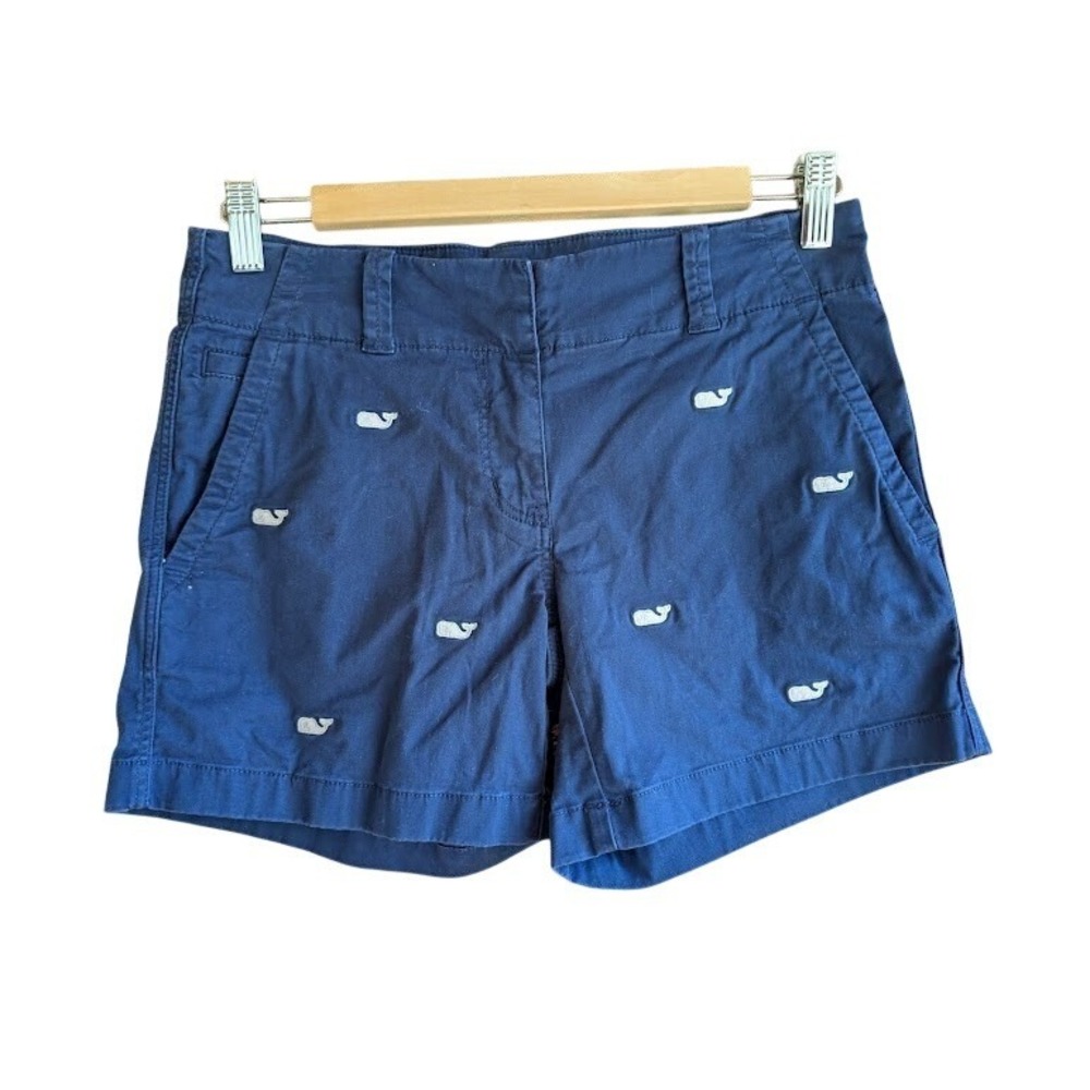 Vineyard Vines Shorts Womens 00 Whale Embroidered Chino Stretch Preppy Vacation